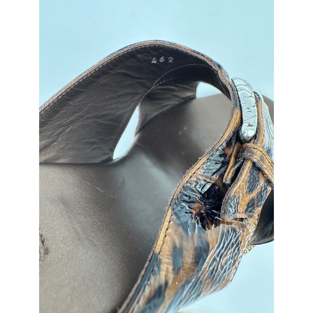 Brighton Summer Leopard Print Wedge Sandals Women's Size 9M Italy Silver - Picture 11 of 12